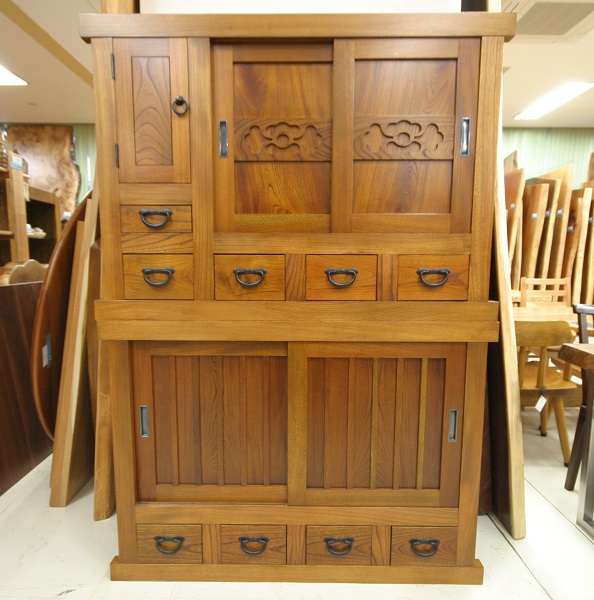 ケヤキ 茶箪笥 楽天市場】茶箪笥 和茶棚 MK4471 花月 ケヤキ 欅 幅85cm 静岡県